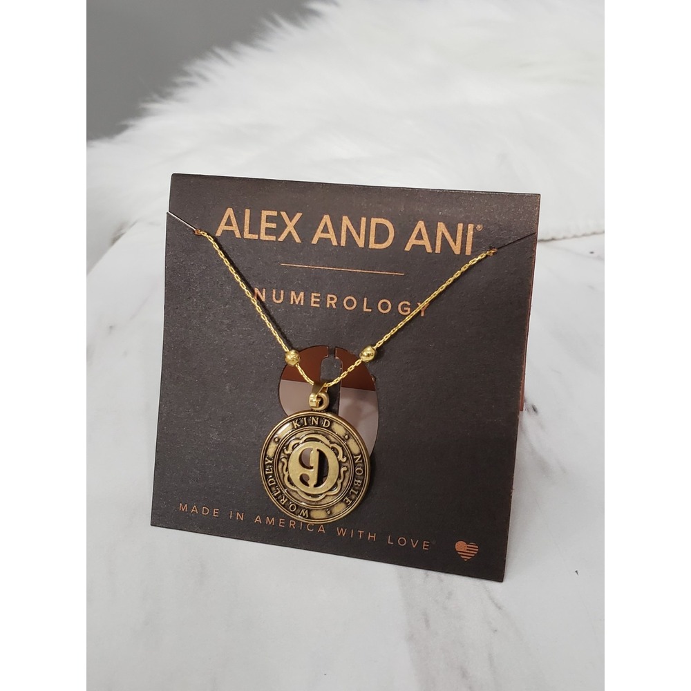 NWT Alex and Ani Gold tone Numerology "9" Adjustable Necklace #9